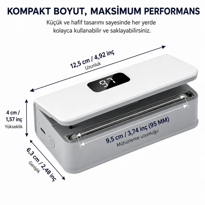 TazeKilit Pro™ – Akıllı LED Ekranlı Paket Mühürleyici