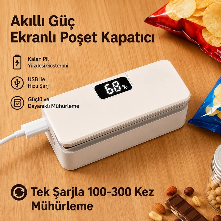 TazeKilit Pro™ – Akıllı LED Ekranlı Paket Mühürleyici
